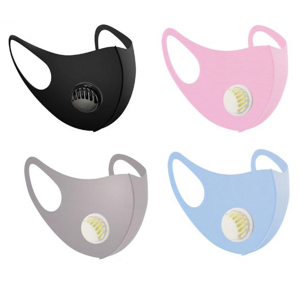 

ice silk cotton face mask with aspirator valve breathing washable reusable fans protective mouth cover adults children size, Silver