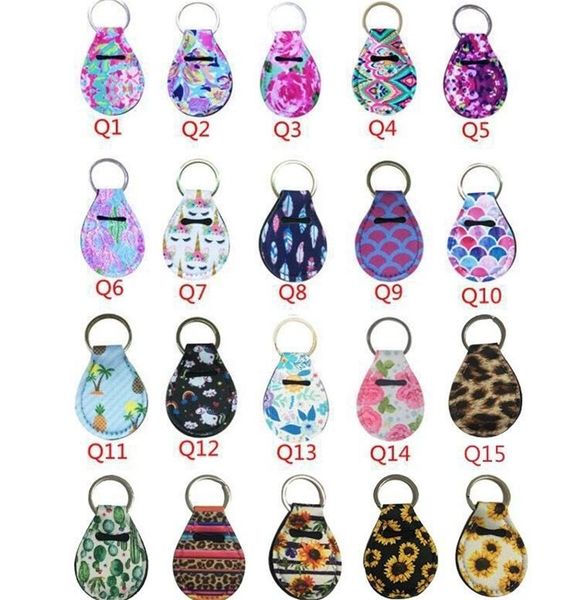 

popular coins keyring waterproof rts neoprene quarter holder keychain flower design mini key buckles in stock