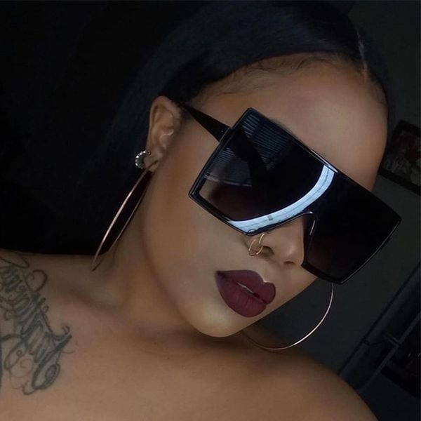 

vintage oversized square sunglasses women new trendy flat red blue clear lens lentes de sol hombre/mujer gd5705, White;black