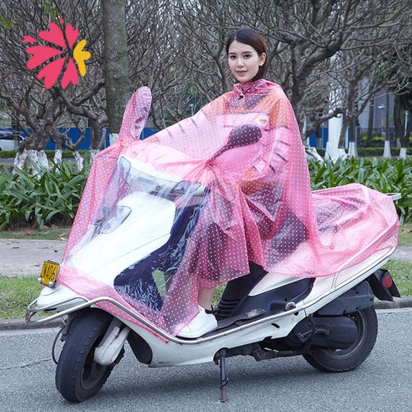 

pd3xl pvc motorcycle vehicle electric vehicle transparent polka dot reflective edge brim electric car split raincoat fashion motorcycle rain, Black