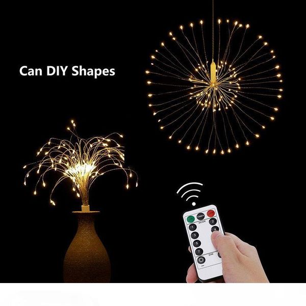 

висячие starburst свет шнура 100leds diy firework copper фея с дистанционным управлением гирлянда рождественские огни открытый twinkle огни