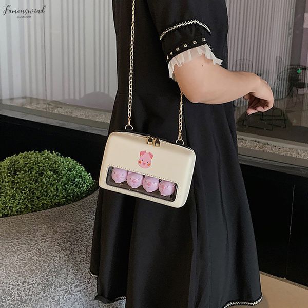 

fashion 2020 casual summer women small transparent cute pig shoulder bag plain wild messenger beach simple bag