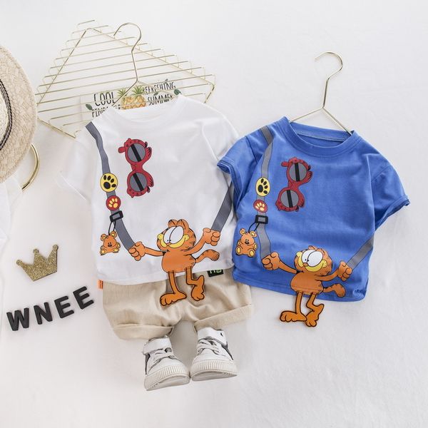 

детские детские мальчики одежда наборы garfield summer casual cotton футболка + шорты 2pcs малышей детская одежда костюм наряды tracksuit, White