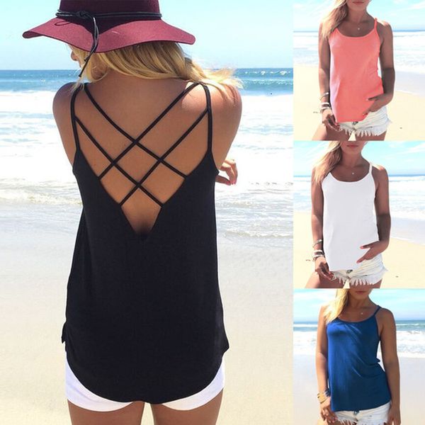 

2020 summer backless hollow out camisole new fashion fitness sleeveless casual hollow out beach night party streetwear, White