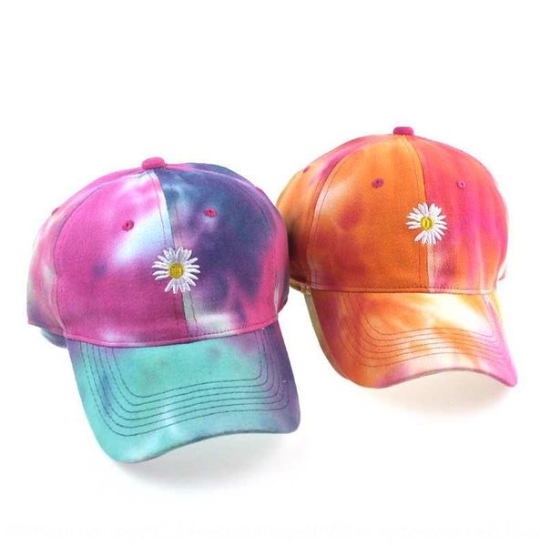 

2020 new baseball cap cotton daisies baseball cap ins fashionable men's and women's all-match tie-dyed gradient hat, Blue;gray
