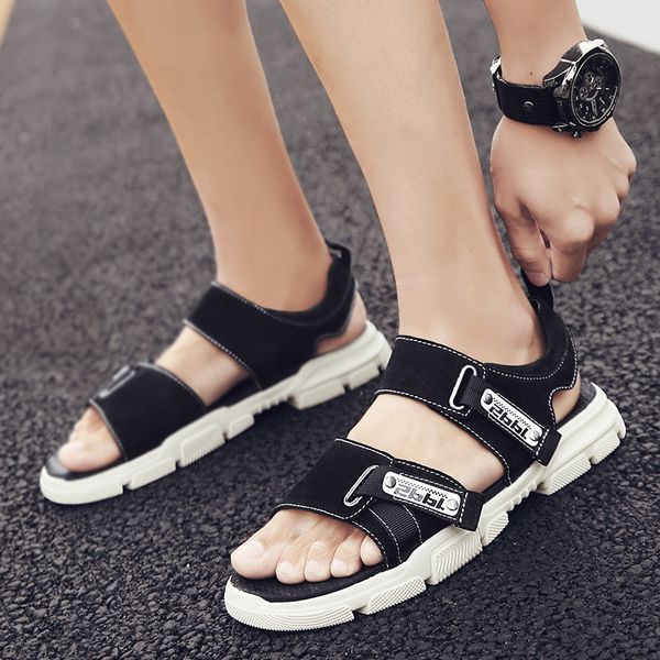 

size comfort sole rubber de sandalhas mens sandals sandles sandales s 44 casual shoe male mountain luxury klywoo geta footwear, Black