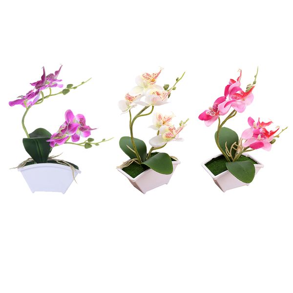 

3 artificial orchid bonsai faux flowers indoor outdoor office home decor