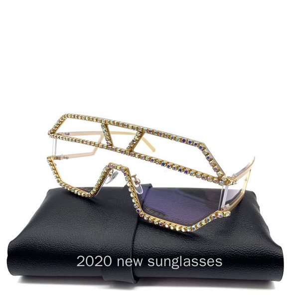 

2020 rimless square sunglasses women men mirror blue shades sunglasses female eyewear glasses uv400 glasses nx, White;black