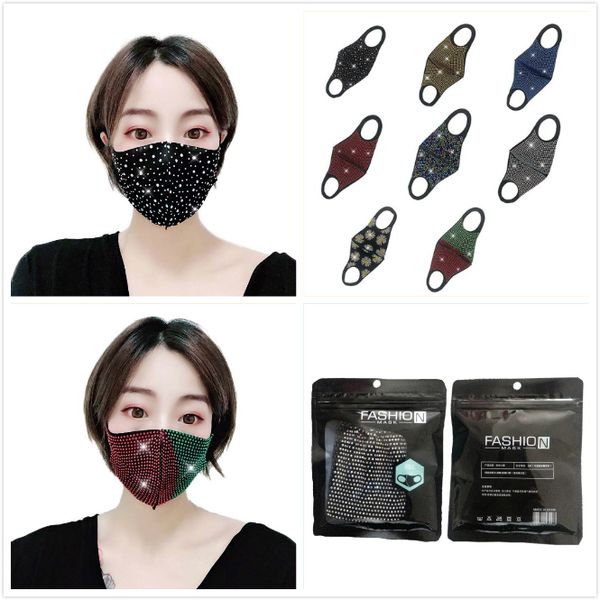 

crystal rhinestones face masks bling bling sequins anti-fog dust-proof personalized fashion cotton protective mask party mask