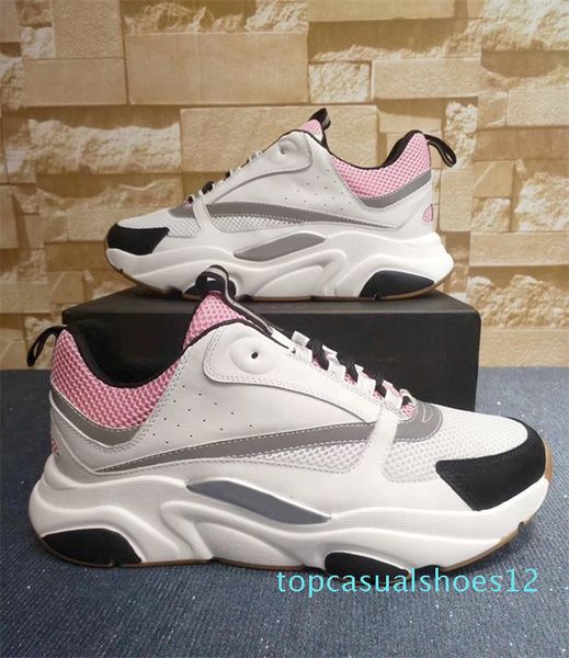 

designer b22 canvas and calfskin sneaker vintage technical knit shoes men women flat trainer real leather platform sneakers colors us12 s04, Black