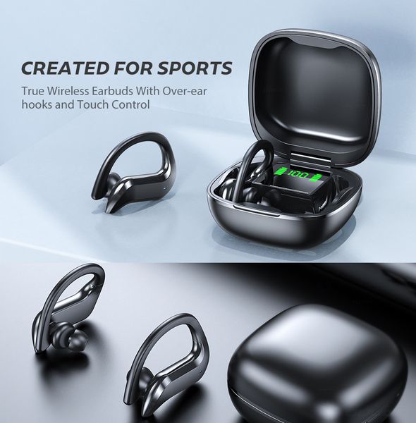 

bluetooth earphone led display wireless headphone tws with microphone stereo earbuds waterproof noise cancelling headsets