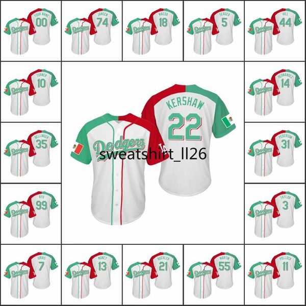 

los анджелес доджерс men # 35 коди bellinger 22 клейтон kershaw 5 кори сигер женщины молодежь two-tone мексиканский heritage на заказ джерси, Black