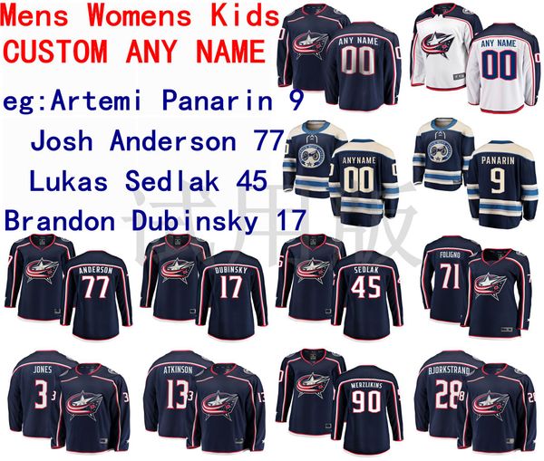 

columbus blue jackets jersey artemi panarin jersey josh anderson brandon dubinsky lukas sedlak men navy white hockey jerseys custom stitched, Black;red