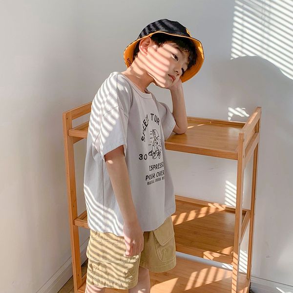 

itzc8 kaola fruit boy's short sleeve medium and large children's summer cotton t-shirt jacket cotton t-shirt trendy children, Blue