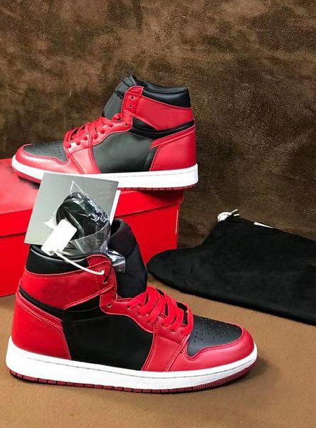 

bq4422-600 new 1 high 85 black varsity red men women basketball shoes outdoor sports sneakerssize36~46 with original box, White;red