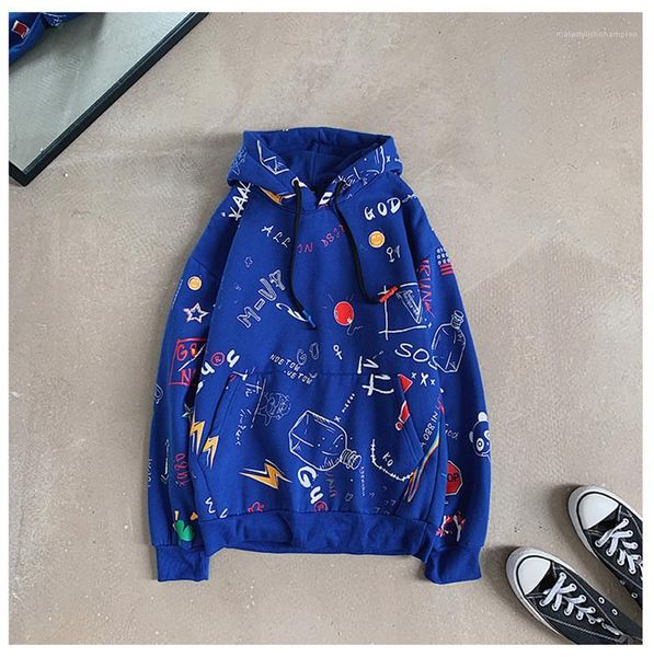 

designer hoodies autumn winter long sleeve cartoon print hoodie plus size male clothing loose casual mens, Black