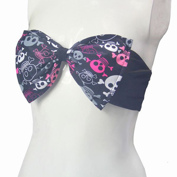 

girls skull print bow knot separate swimsuit 2020 women swimwear bandage suits beach wear ladies bikini, White;black