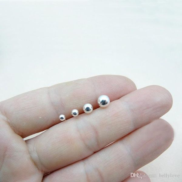 

унисекс pure 925 sterling silver 3мм / 4мм / 5мм маленький шарик антиаллергический пирсинг серьги мода бижутерия bijoux, Golden;silver
