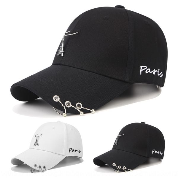 

s0uou korean harajuku three-ring baseball men's iron ring iron tower pendant hip-hop cap personalized cap female youth pendant curved e, Blue;gray