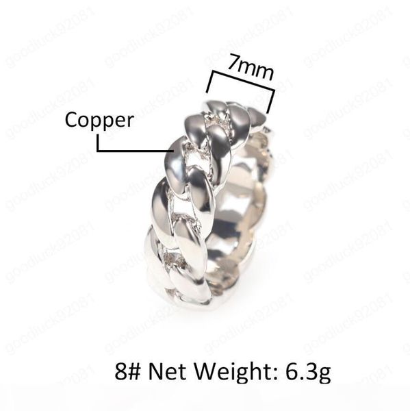 

hip hop smooth cuban chain ring for men luxury designer bling diamond rings gold silver mens engagement wedding ring jewelry