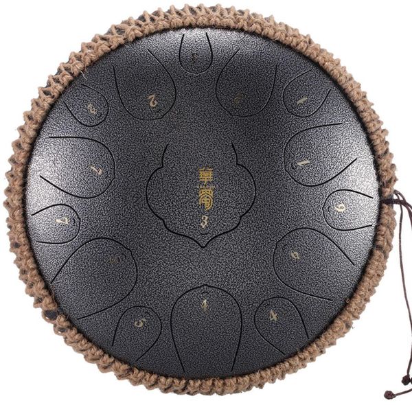 

steel tongue drum 15 notes 13 inch harmonic handpan drum, percussion instrument, tank drum chakra drum for meditation, yoga and zen with tra