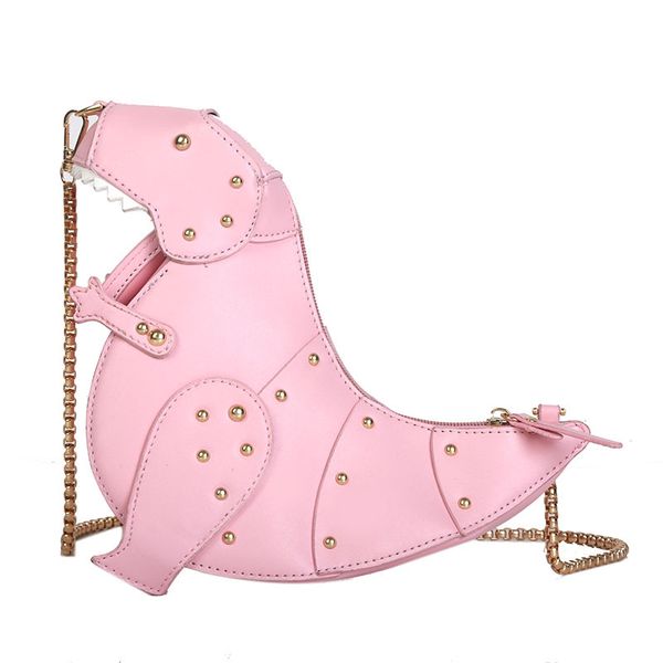 

casual pu rivet chain personality dinosaur crossbody bag for women chic 3d animal dinosaur bags shoulder messenger bags 2020