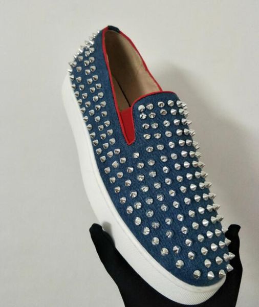 

высокое качество спайки low top кружевные синий холст шипы кроссовки обувь женщины мужчины роскошная квартира повседневная обувь с коробкой, Black