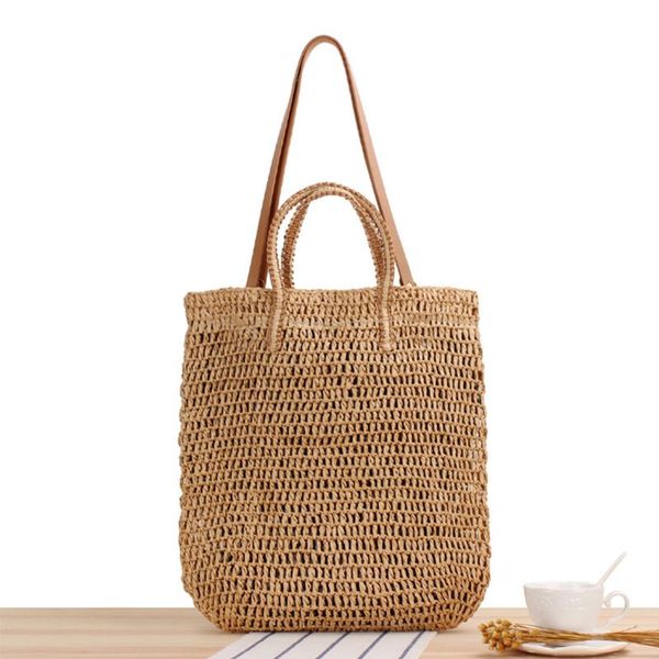 

women girls straw handbag shoulder bag purse tote messenger satchel 4xff