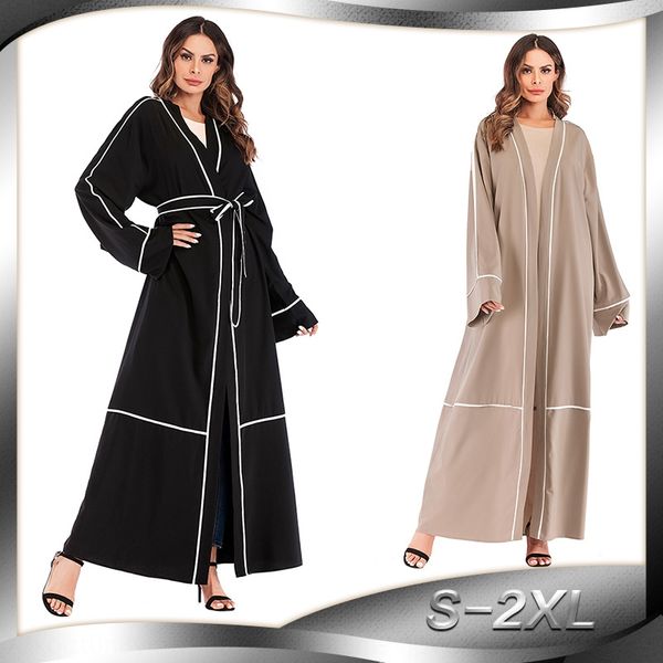 

rxdop contrast color striped cardigan mustlin robe women's large size 1679 contrast color striped dress cardigan mustlin robe women&#03, Tan;black