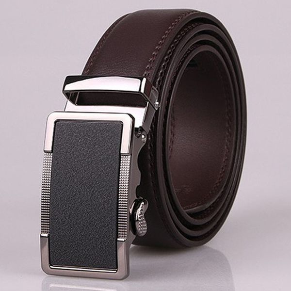 

130 140 150 160 170 180 190 200cm plus size belt for men with metal automatic buckle real genuine leather cow belts brown black, Black;brown