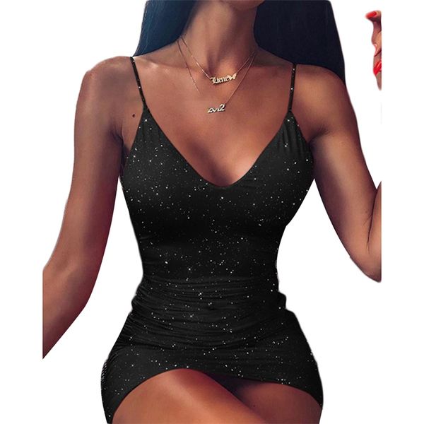 

v-neck women summer sleeveless evening party club sparkling bodycon summer party club short dress, Black;gray