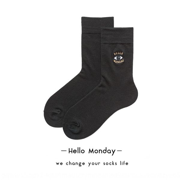 

33437 new eyes hello monday couple couple medium socks cotton personalized gold thread embroidery medium tube socks, Pink;yellow