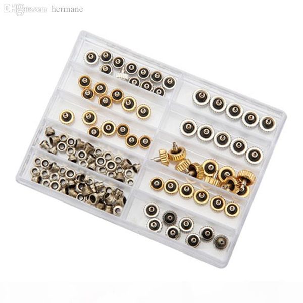 

o wholesale -brand new 60pcs watch crown for copper 5 .3mm 6 .0mm 7 .0mm silver gold repair accessories assortment parts