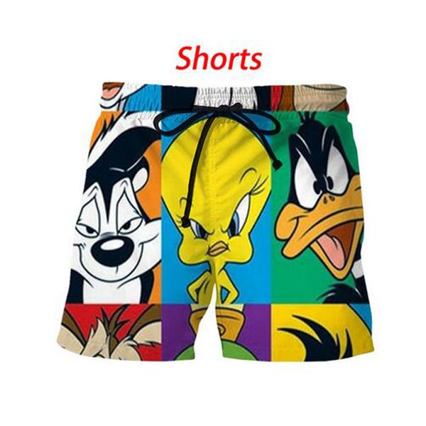 

wholesale -fashion 3d print cartoon looney tunes men/women summer shorts hip hop casual shorts wholesalers suppliers for drop shipper dk04, White;black