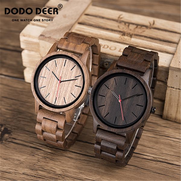 

dodo deer men wood watches walnut ultra clock men classic quartz watches simple custom wooden men's wrist watch accept logo c10, Slivery;brown