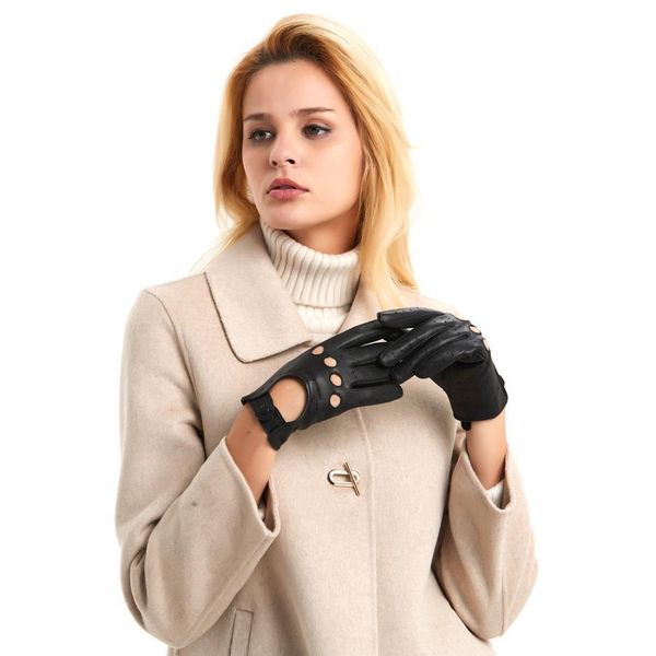 

harssidanzar womens touchscreen luxury italian lambskin leather driving gloves unlined vintage finished, Blue;gray