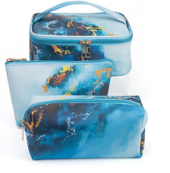 

дизайнер 2020 новая мода трех частей макияжа pu водонепроницаемый туалет сумка большой емкости портативный путешествия сумка для хранения го