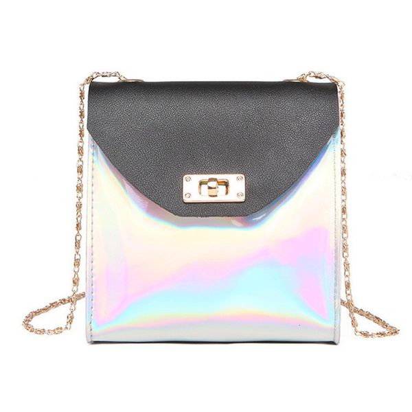 

women laser crossbody bag messenger shoulder bag pu leather small tote messenger bags holographic lady handbag bolso mujer h10