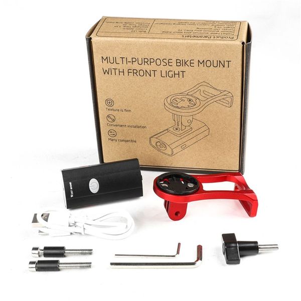 

bike lights aluminum alloy bicycle computer stand + 300lm headlight 2 in1 base holder f3mc