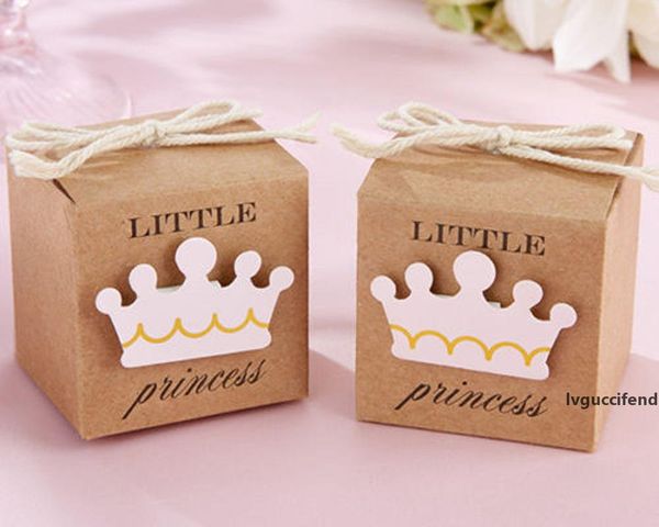 

50pcs little prince and princesss box new birth baby shower party candy gift boxes bag new boy and girls favor gifts packing
