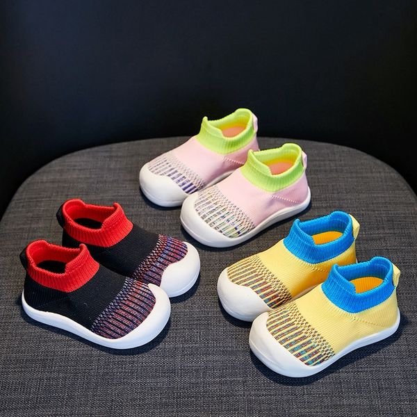 

autumn sneakers 2020 new men's and women's children's sports shoes flying woven children's shoes leisure sports, Black