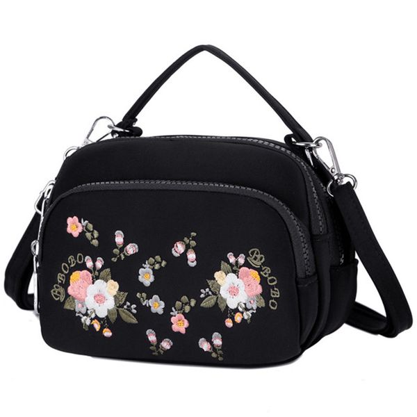 

embroidery women messenger bags female small shoulder bag vintage crossbody for lady handbags handle tote nylon shoulder bags