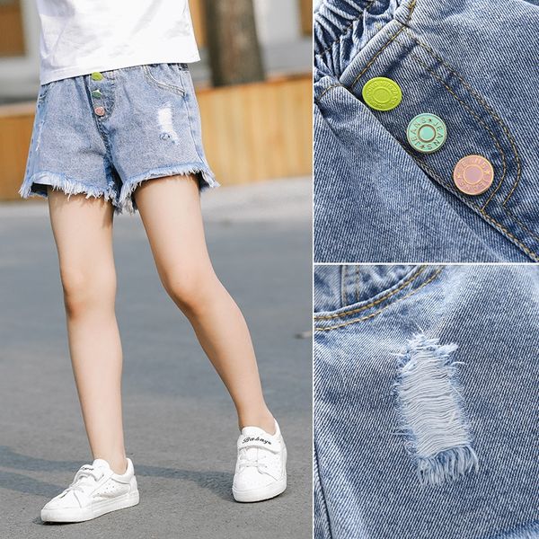 

w67nj children's jeans girlsshorts 2020 summer new girlswestern jeans and jeansshorts and jeansstyle woolen pants korean style pants fa, Blue