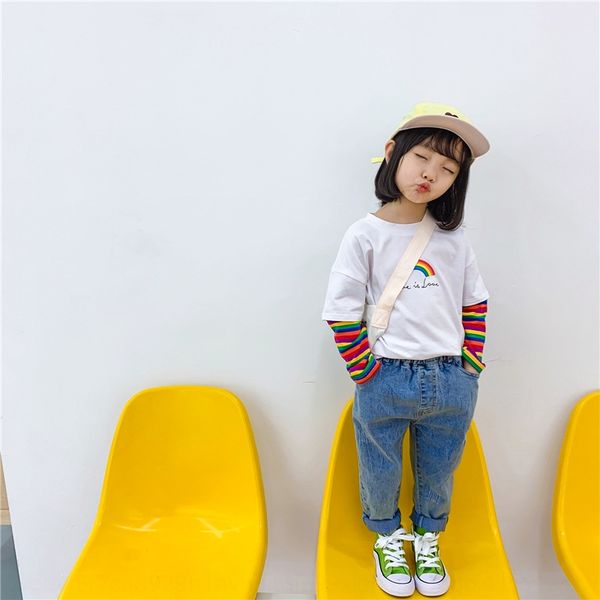 

tong kexing women's wear jeans western style jeans wear children's autumn children's 2020 women's girl's season pan, Blue