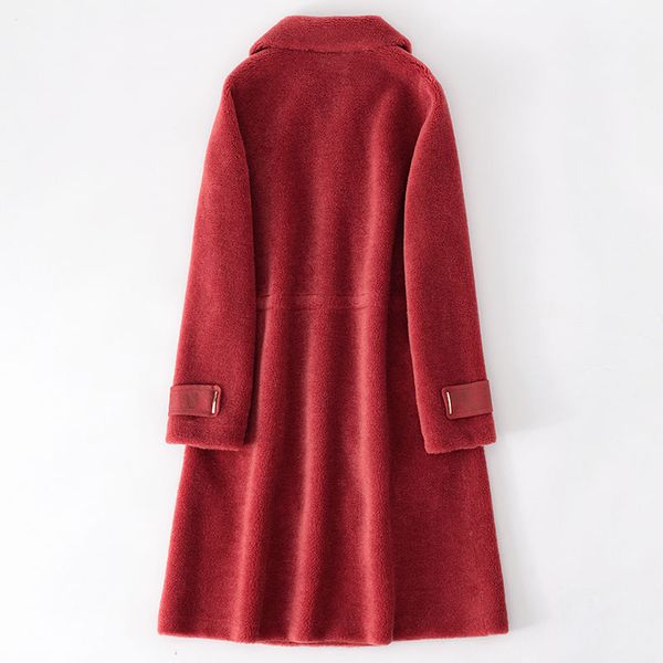 

2020 women winter simple style real wool fur coat jacket oversize single breasted lady fashion outwear genuine fur coat a139, Black