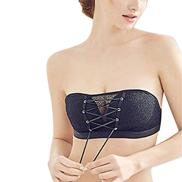 

women ladies lace seamless bra adjustable shoulder straps and drawstring non-slip underwear, Red;black