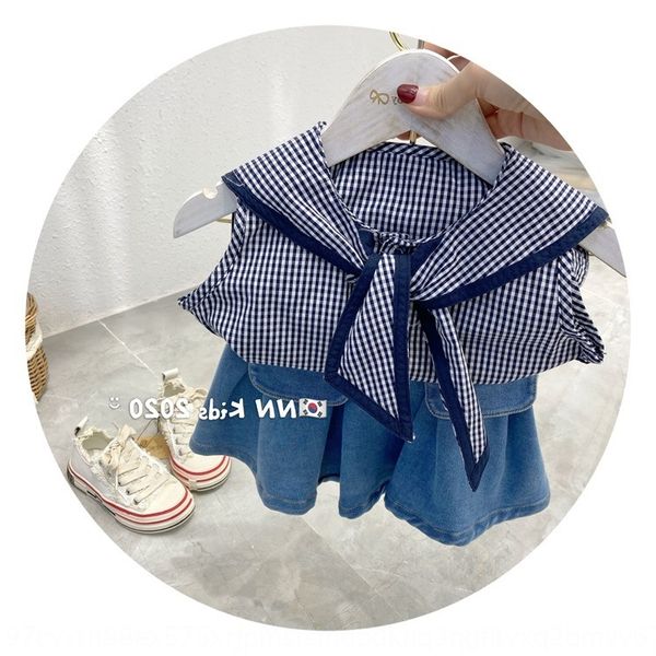

summer 2020 new clothing children's girl's korean girl'sstyle plaid children's wear for 2-8 years old, White;black