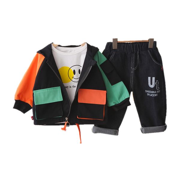 

baby boys clothing kids clothes set autumn t-shirt + coat + pants 3pcs outfits children clothing girls sport suit tracksuit 1-4t, White