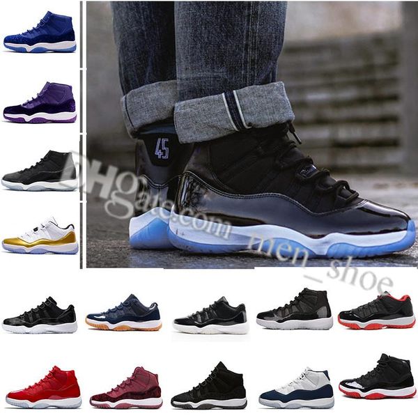 

11 high mens basketball shoes midnight navy gym red patent leather nylon 11s women outdoor athletic basket boots size 36-47