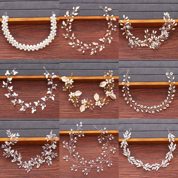 

bridal hair accessories wedding headband women accessories jewelry flower girls headband wedding tiara pearl headpiece, Golden;silver